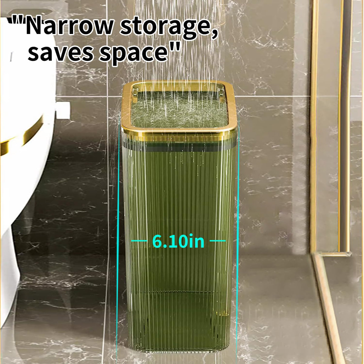 Transparent Trash Can, Bathroom Trash Cans with Lids, 2.6 Gallon Garbage Can for Bedroom, Office