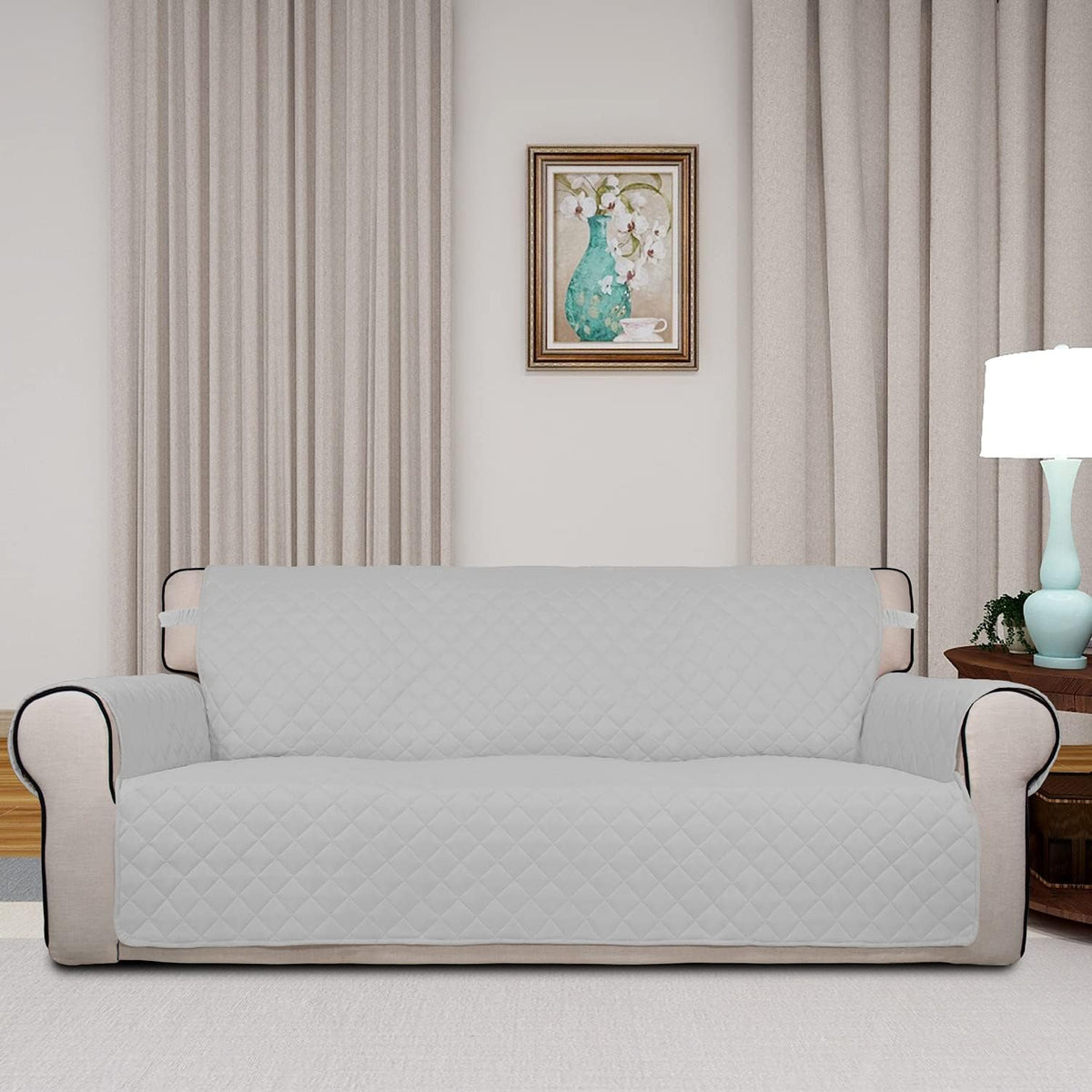 PureFit Reversible Quilted Sofa Cover, Water Resistant Slipcover Furniture Protector, Washable