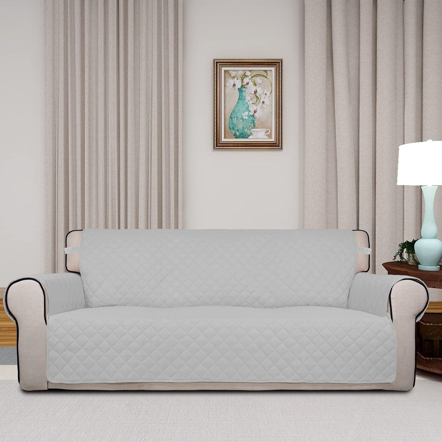PureFit Reversible Quilted Sofa Cover, Water Resistant Slipcover Furniture Protector, Washable