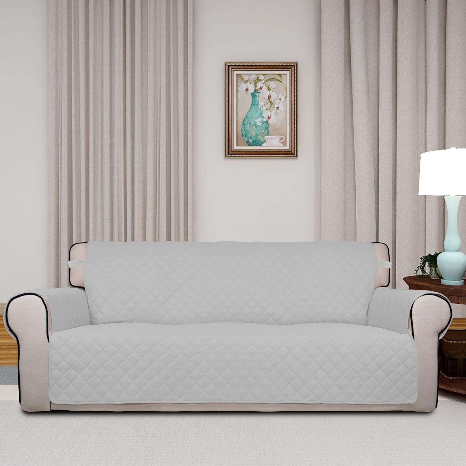 PureFit Reversible Quilted Sofa Cover, Water Resistant Slipcover Furniture Protector, Washable