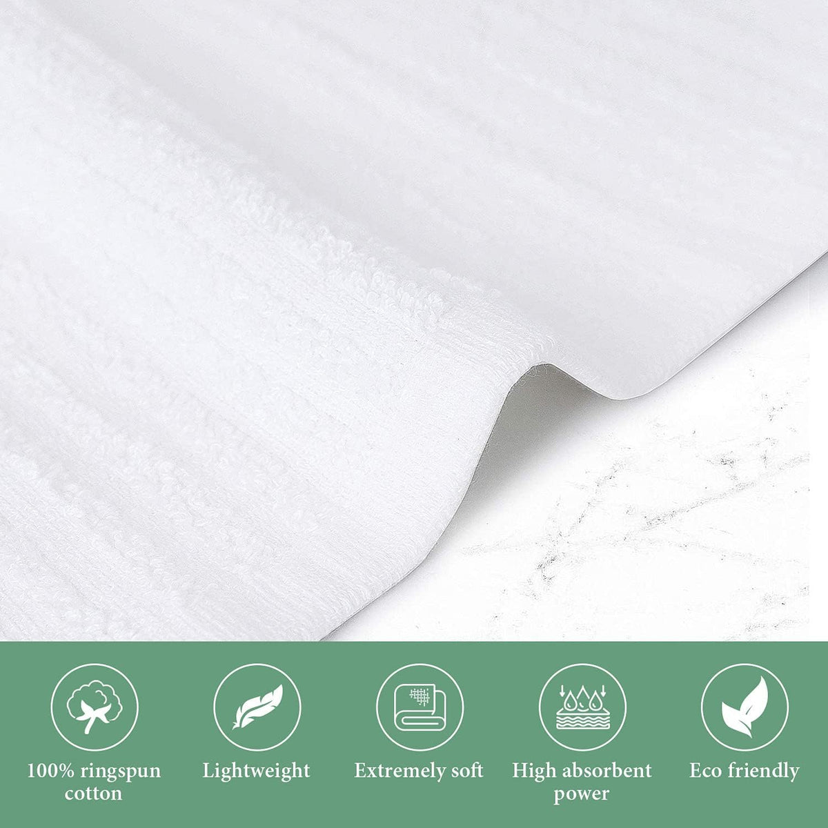 Bar Mop White Ribbed 16x19 Pack of 24, 100% Cotton Absorbent Kitchen Towel Dish Towels and