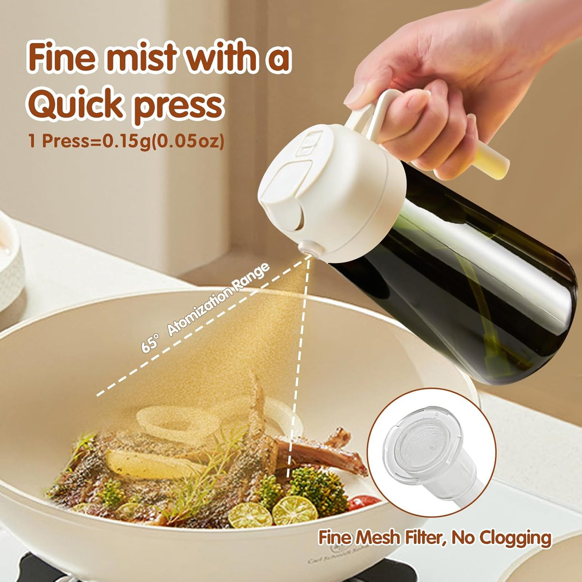 YARRAMATE 16oz/470ml Light-Blocking Dark Oil Sprayer for Cooking, 2 in 1 Olive Oil Dispenser Bottle