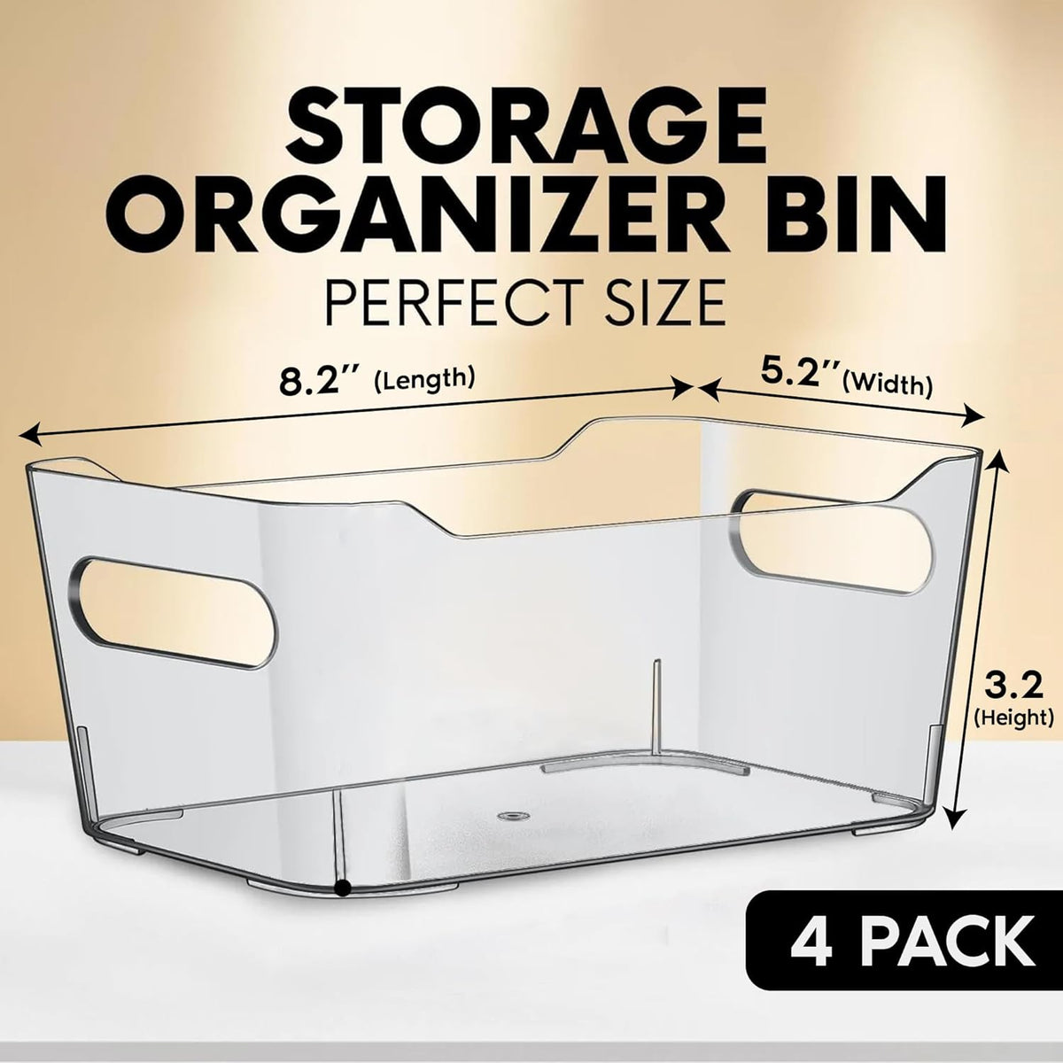 Small Clear Plastic Storage Bins, Perfect for Organization or Pantry and, Fridge Organizer, Cabinet