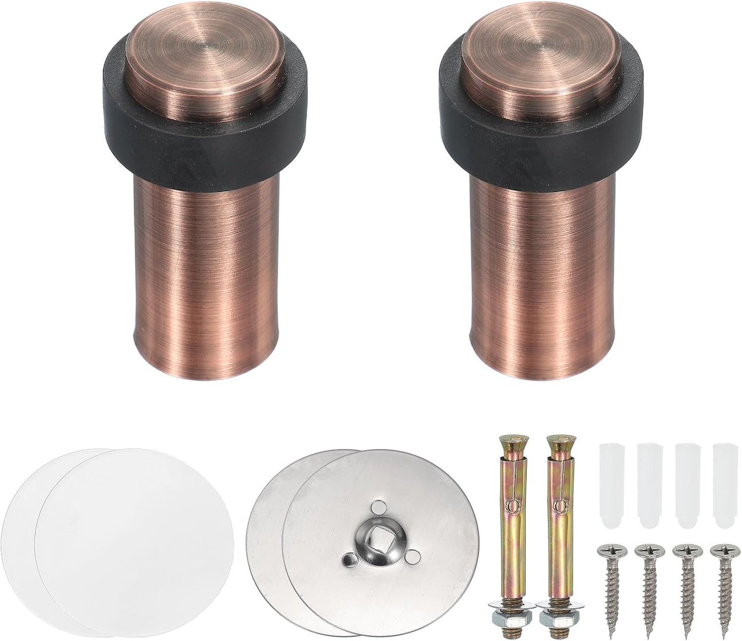 PATIKIL 2Set Round Door Stoppers, 80mm Stainless Steel Door Stop Doorstop Wedge Metal Cylinder Self