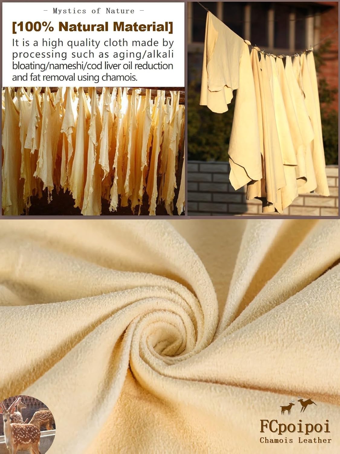 Eyeglass Cleaning Cloth Natural Chamois Leather Camera Lens Cleaning Cloths，Premium Cloth，Safe and