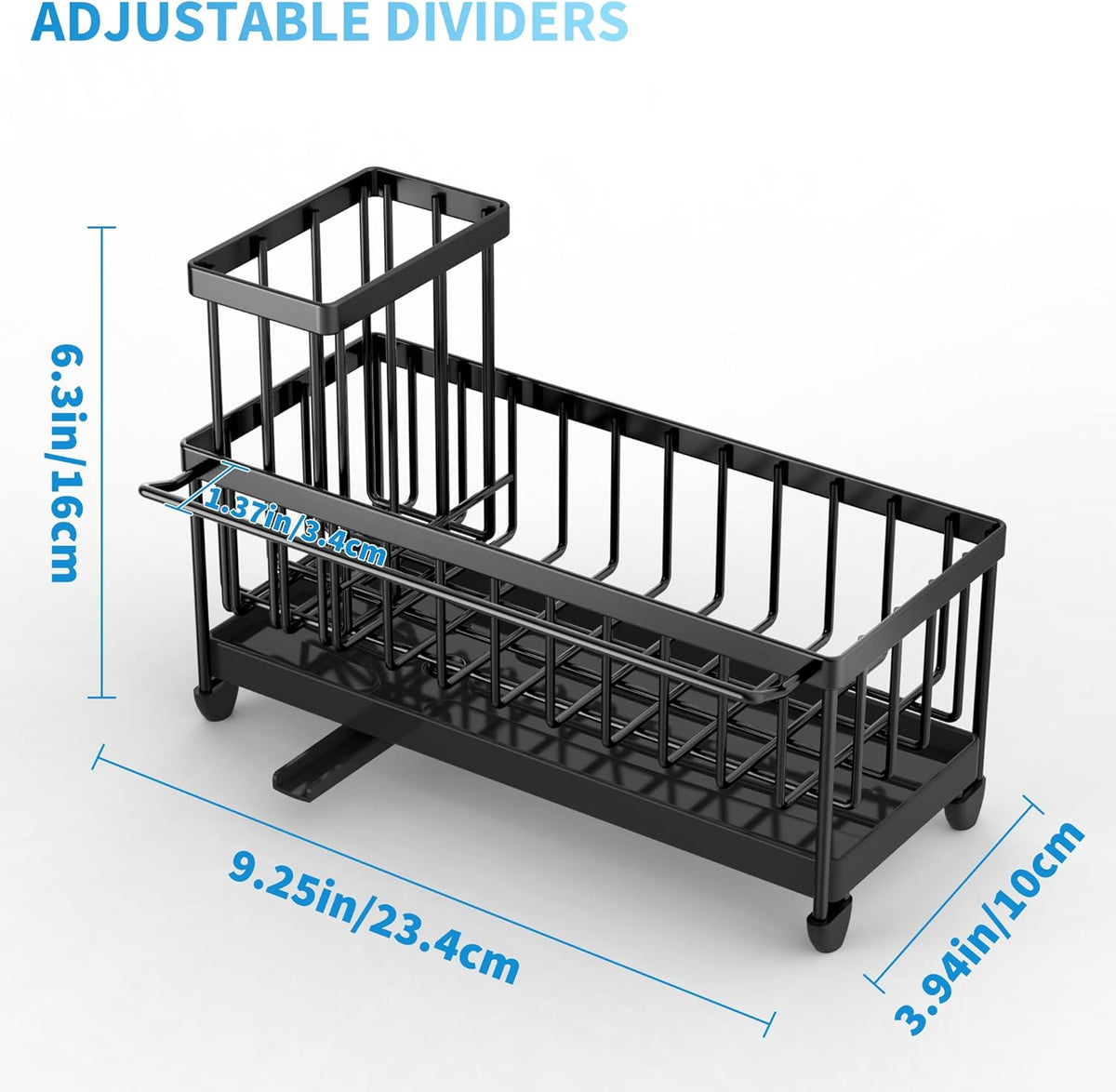 Cisily Sponge Holder for Kitchen Sink with Towel Rack, Sink Caddy with Kitchen High Brush Holder