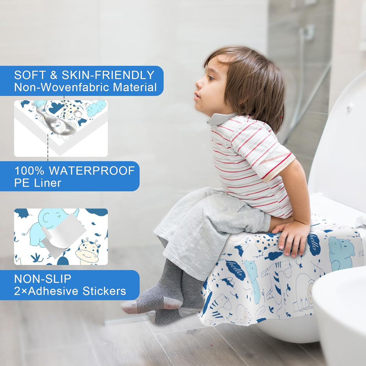 20 PCS Disposable Toilet Seat Covers, Extra Large Portable Potty Seat Covers for Toilet, Bathroom