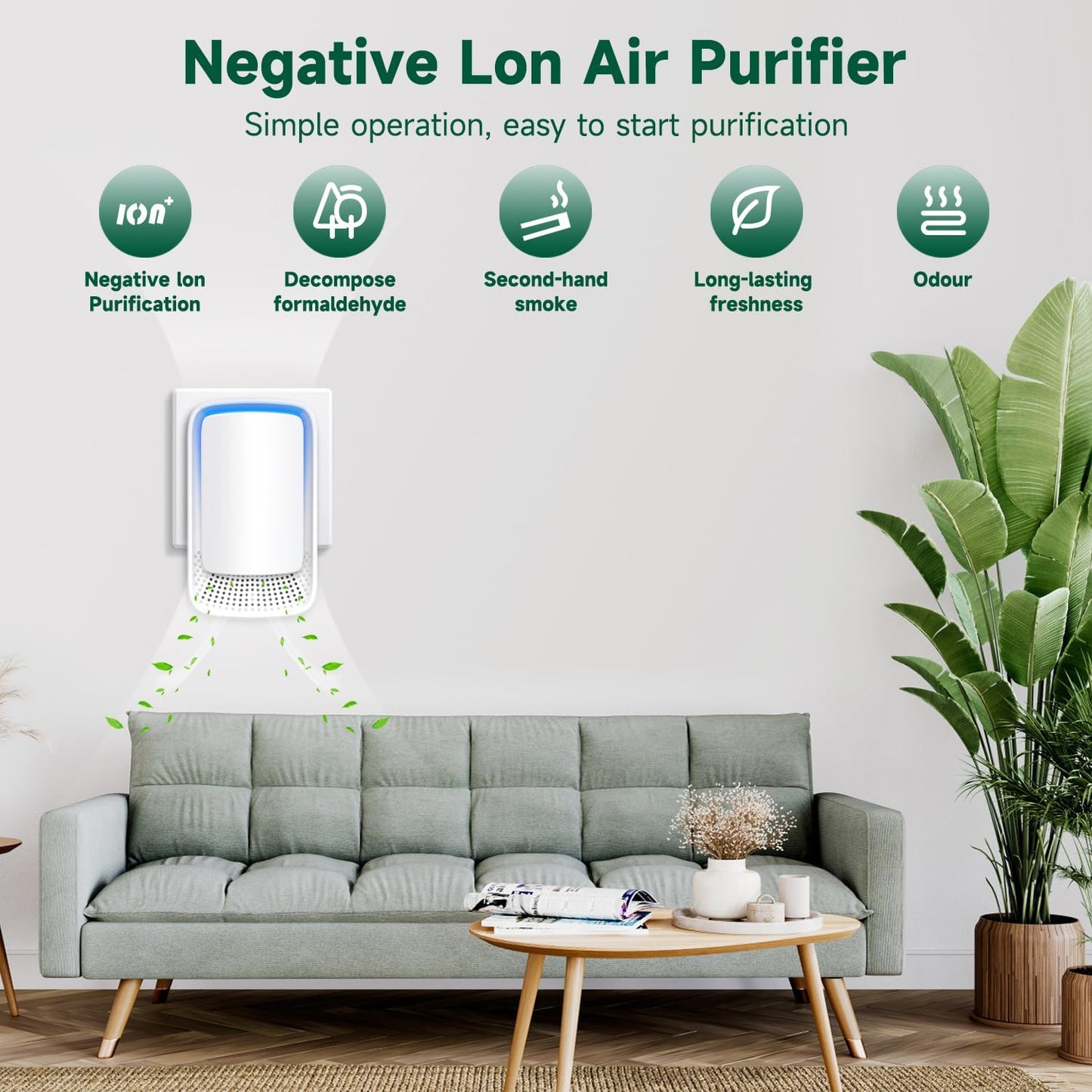 Air Ionizers for Home (3 Pack), Negative Ion Generator, Quiet Air Freshener for Bedroom, Office