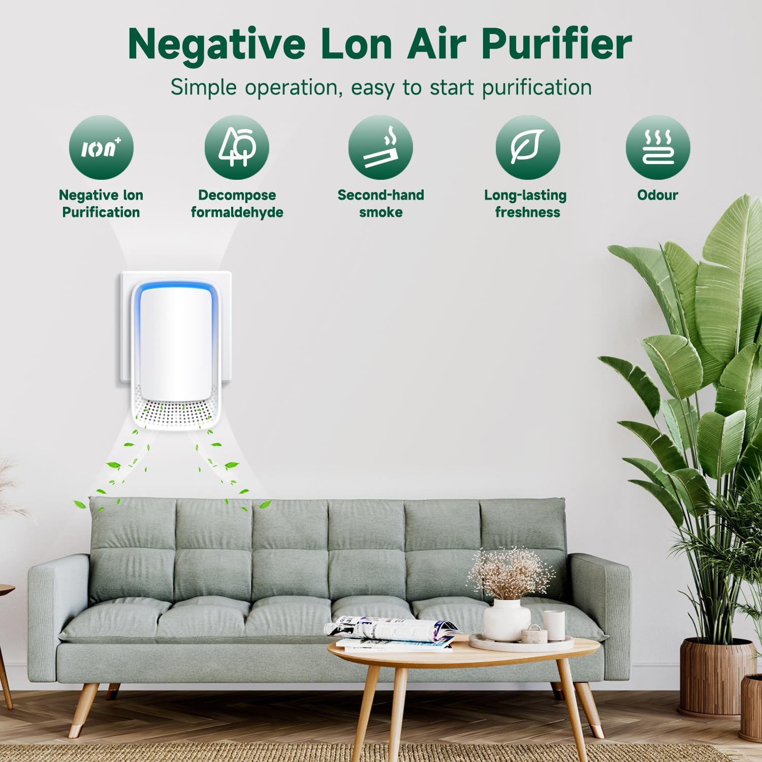 Air Ionizers for Home (3 Pack), Negative Ion Generator, Quiet Air Freshener for Bedroom, Office