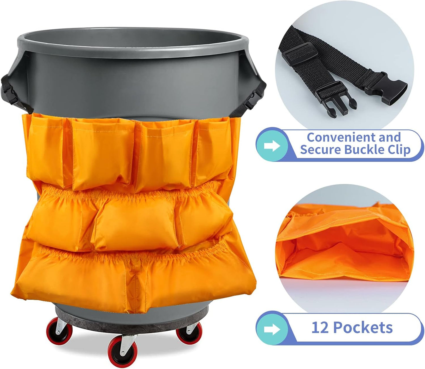 MOLIGOU 12 Pockets Trash Can Caddy Bag, Garbage Bin Caddy Organizer for Cleaning Tools and