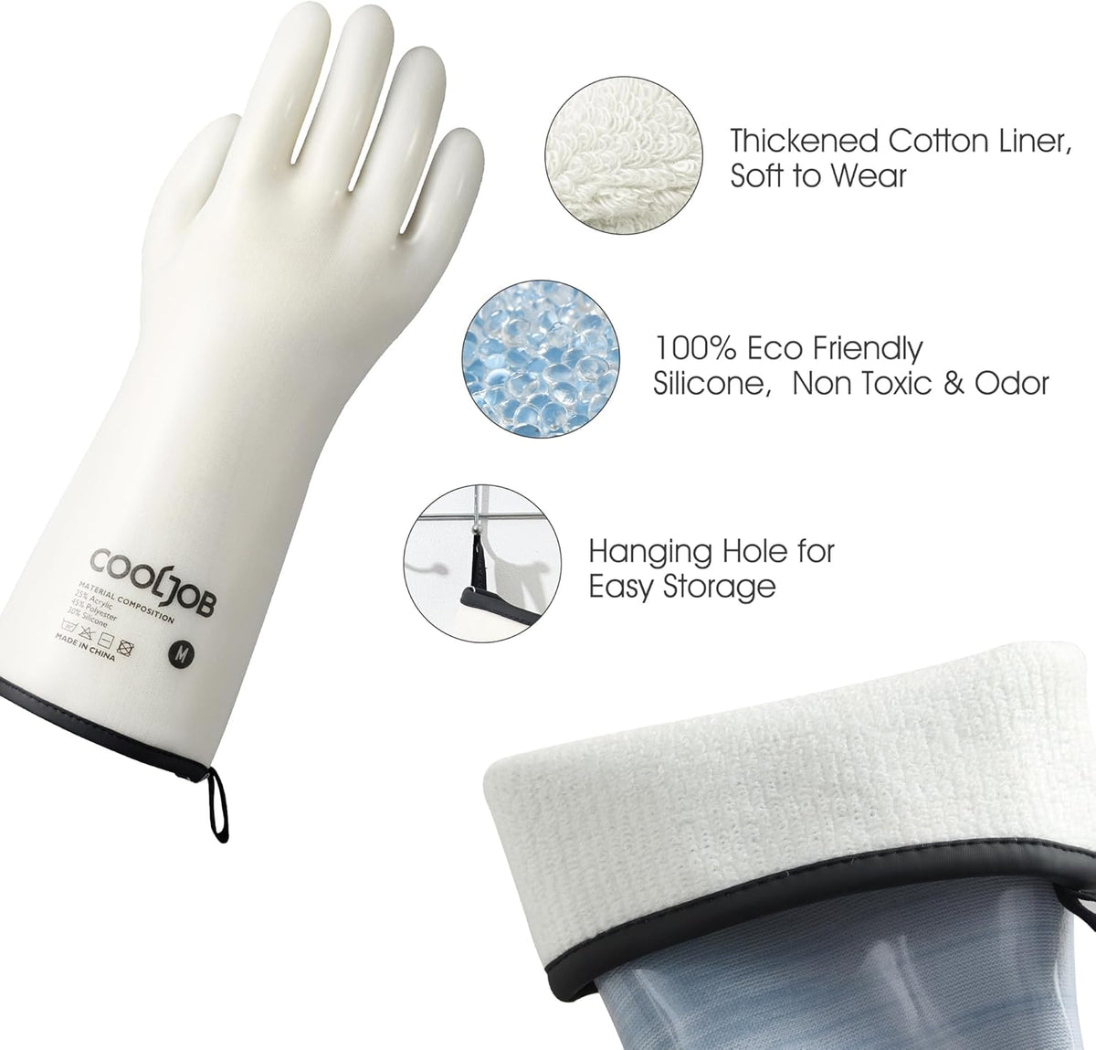 COOLJOB Heat Resistant Oven Gloves, Waterproof Liquid Silicone BBQ Grilling Gloves for Barbecue