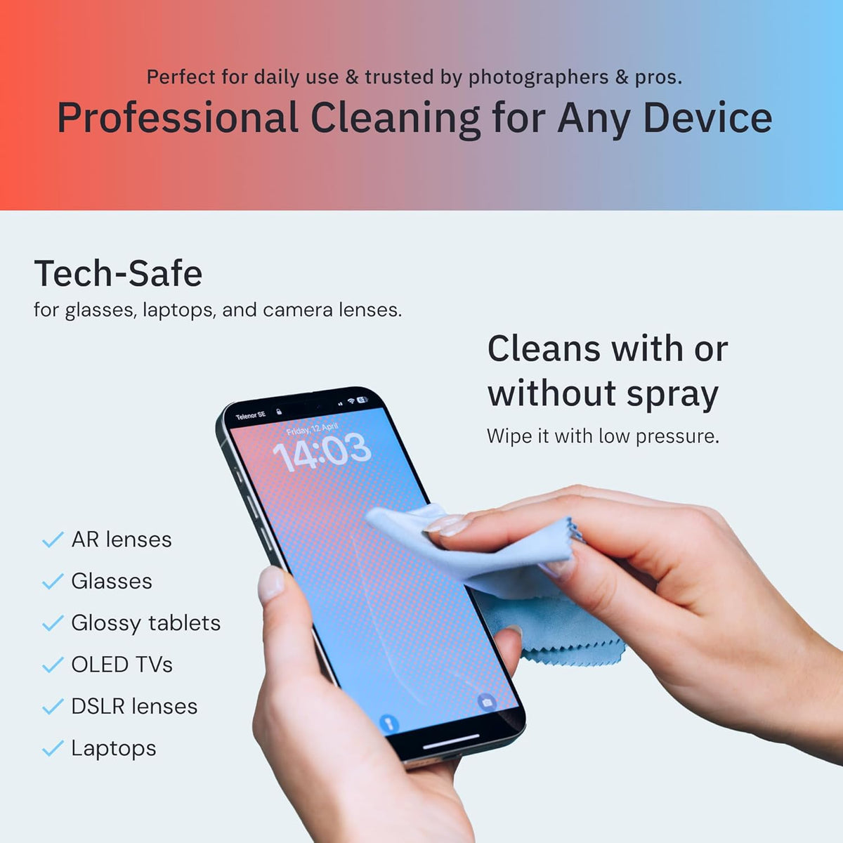 Elite Screens Microfiber Cleaning Cloth - Pack of 12, 12" x 12", Blue - Streak-Free Vision &