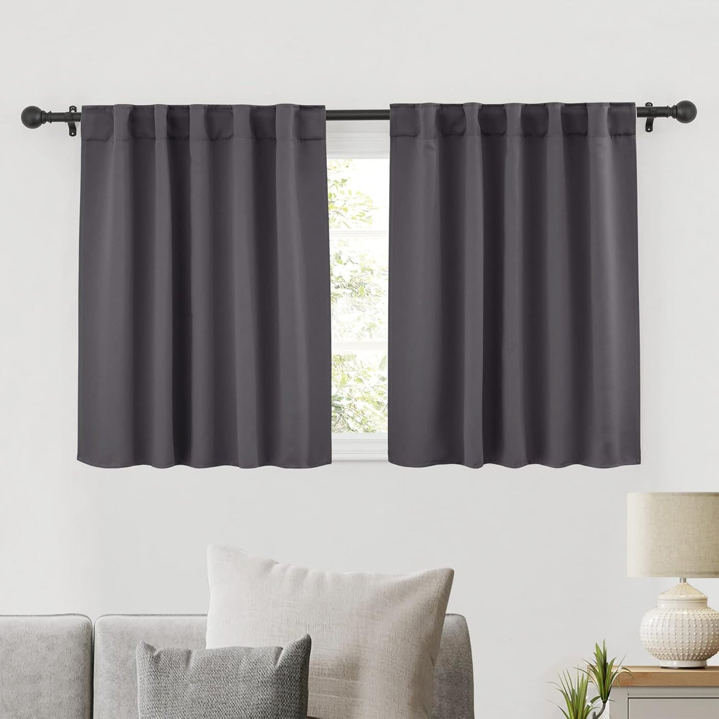 RYB HOME Bathroom Curtains Blackout - Thermal Insulating Privacy Small Window Curtains Short for