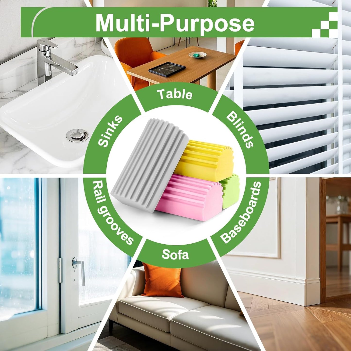 4-Pack Damp Clean Duster Sponge,Reusable Magic Dusting Sponge Brush for Cleaning Blinds, Glass