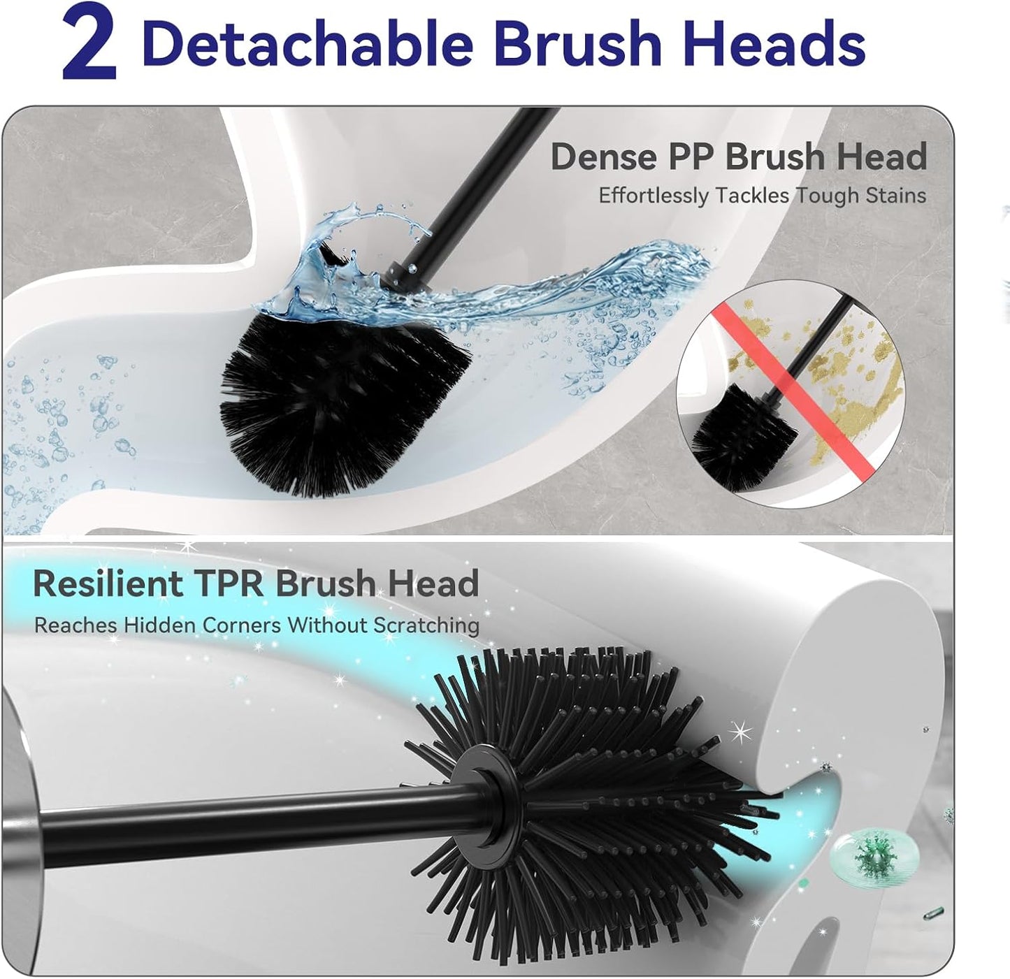 DOWRY Stainless Steel Toilet Bowl Brush and Holder for Bathroom Storage Organization Deep Cleaning