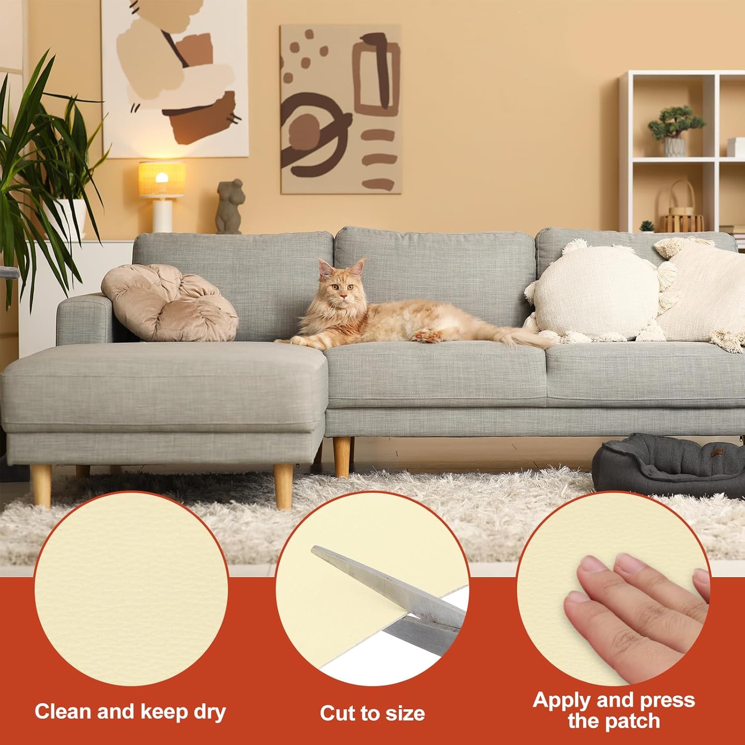 PATIKIL Leather Patches Tape for Furniture, 6.3 x 61 Inch Self Adhesive Vinyl Leather Repair Kit