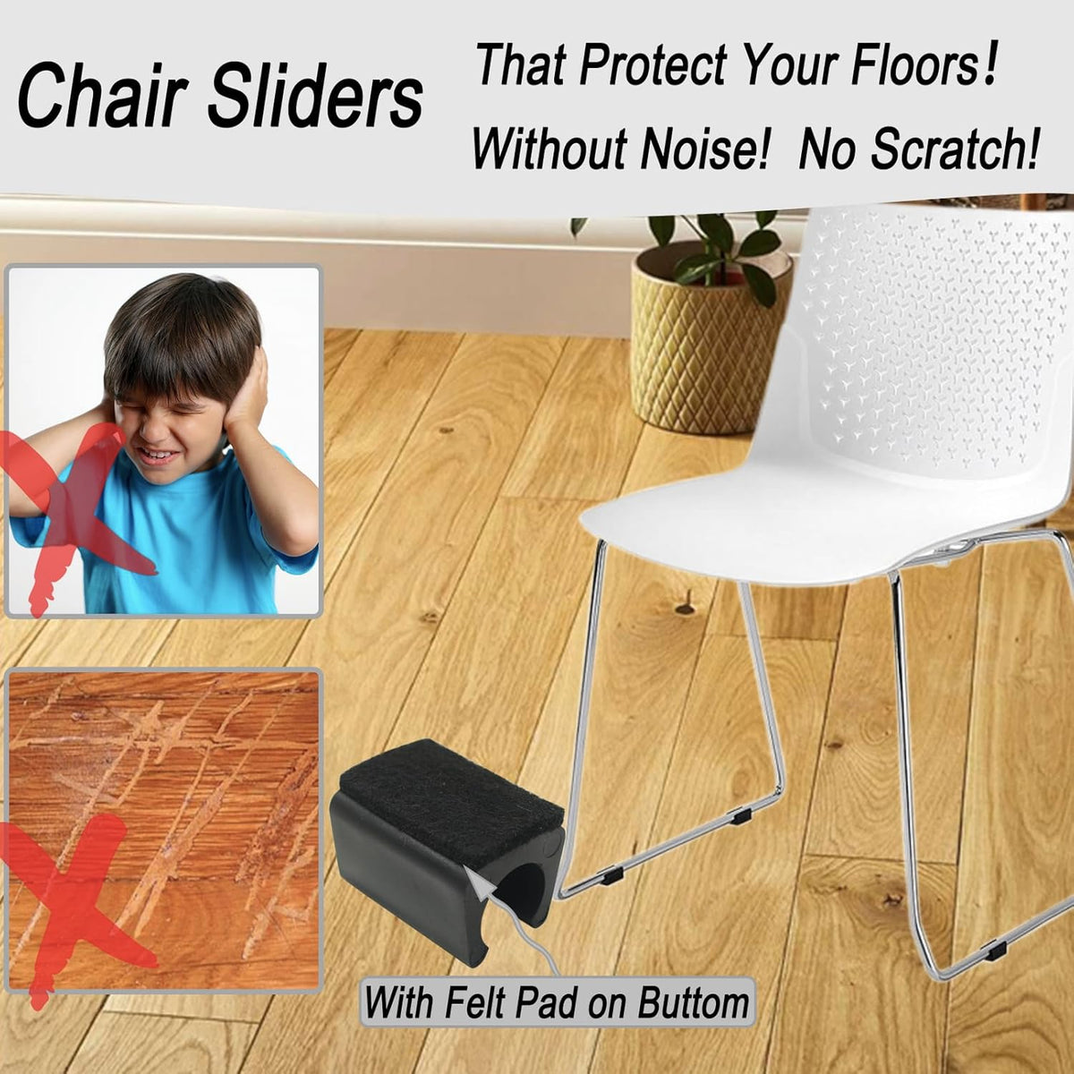 Rectangle U Shaped Chair Leg Tips Cap with Felt Pads,Furniture Feet Protectors Slide Smoothly