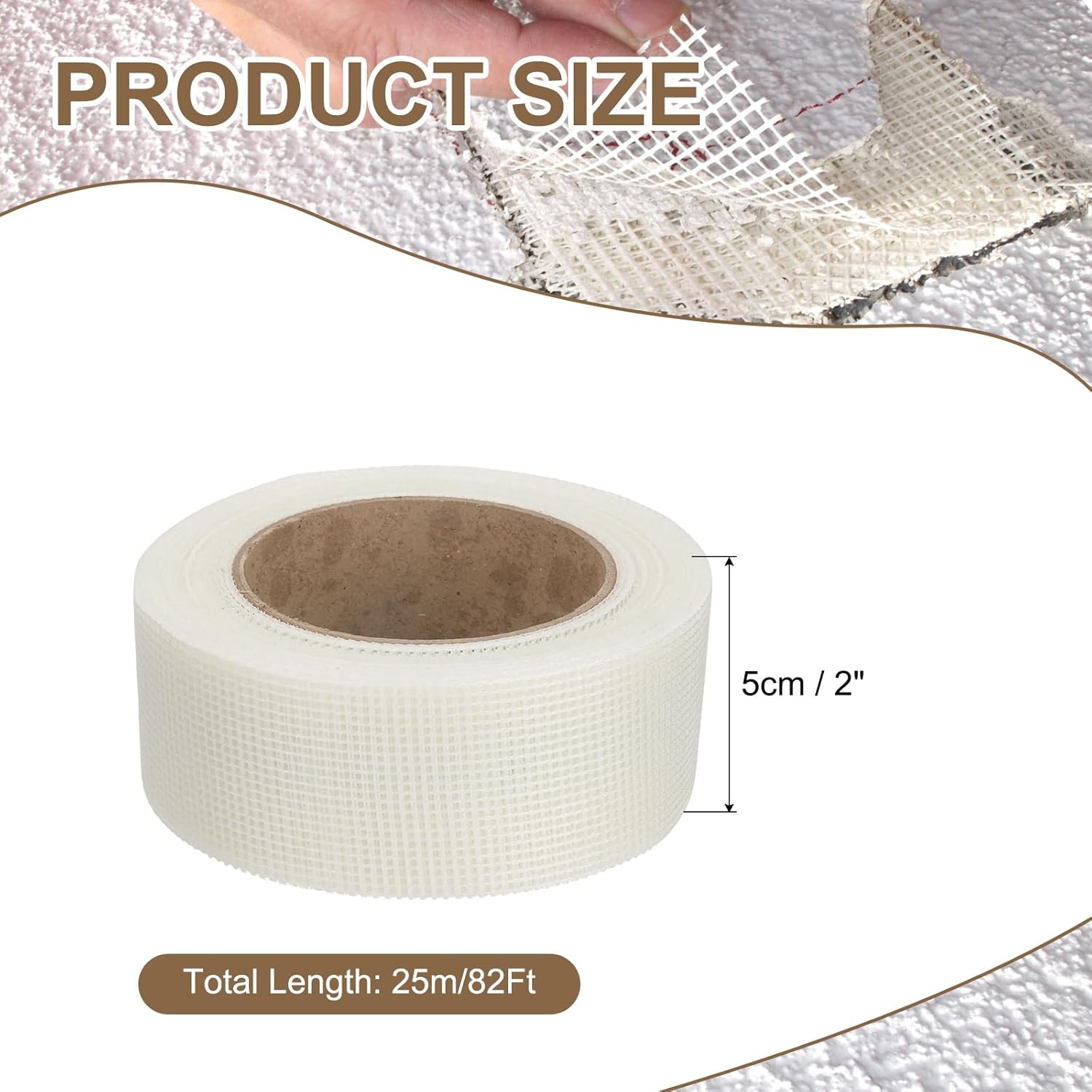 PATIKIL Drywall Repair Mesh Tape, 2 inch x 82 ft Fiberglass Repair Patch Self-Adhesive Dry Wall