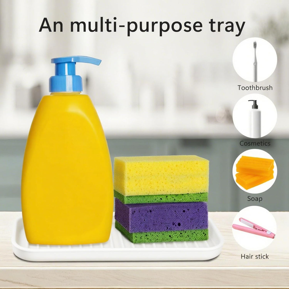 Mofason Silicone Sponge Holder, Tray for Soap and Sponge, Kitchen Sink Tray, Accessories to Help