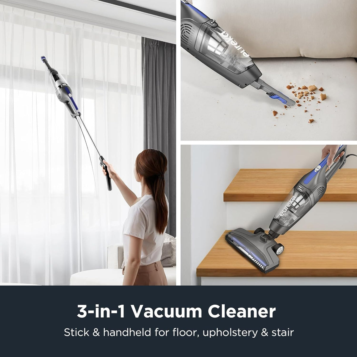 Eureka Corded Stick Vacuum Cleaner for Home Pet Hair, Lightweight Stick Vacuum Cleaner with