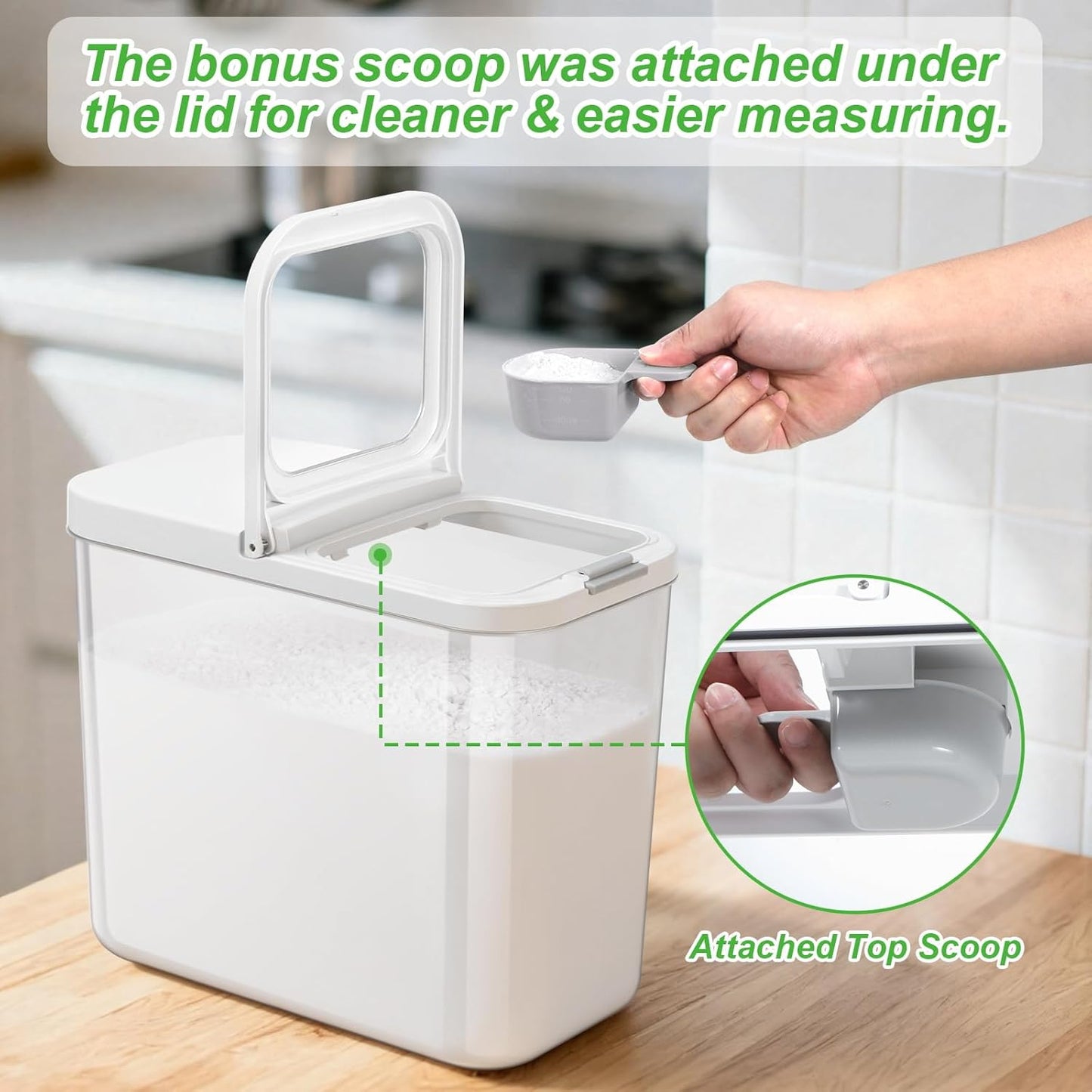 Rice Flour Storage Container - 12.7 Qt | 25 Lbs Crystal-Clear Plastic Food Storage Container Bin