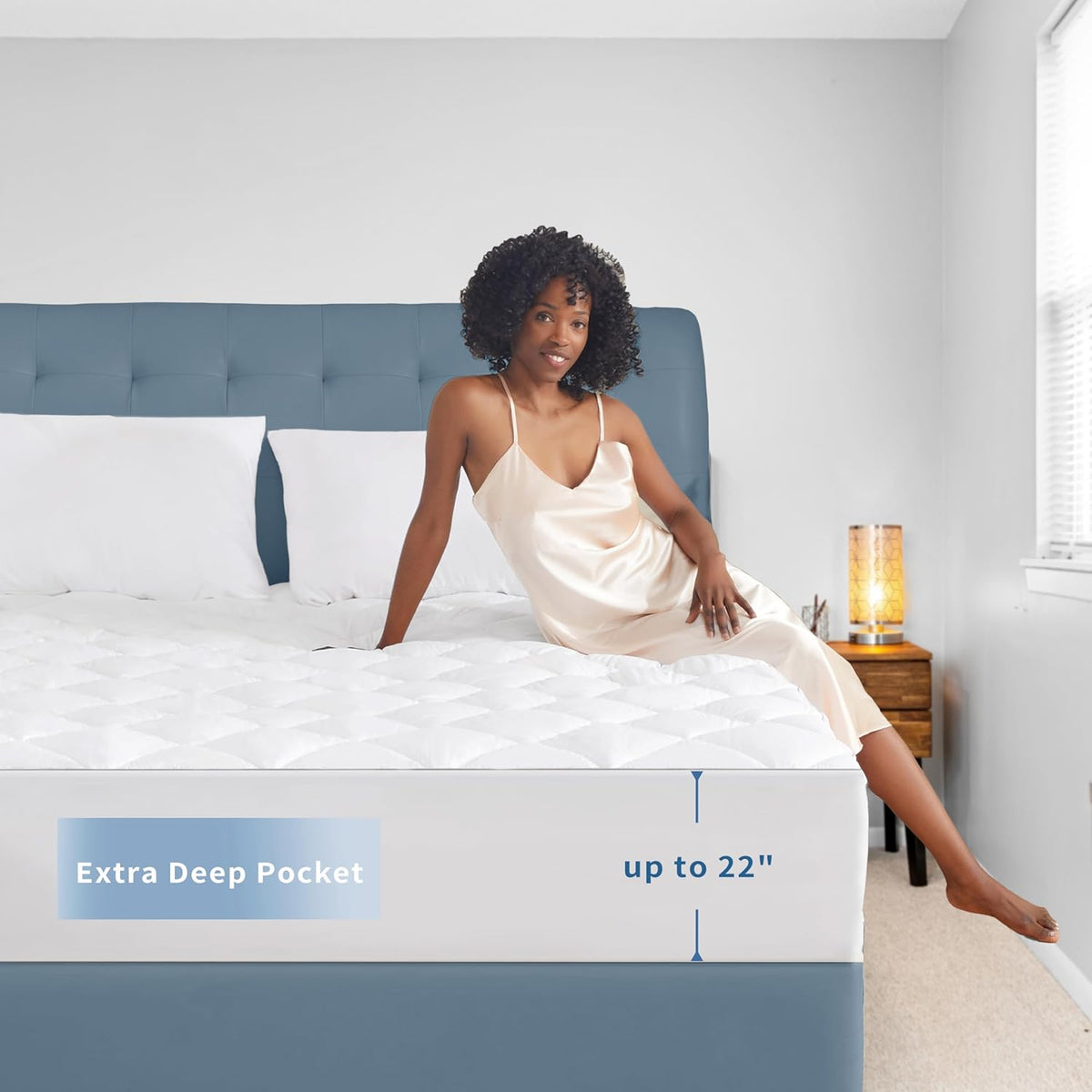 Sunflower King Mattress Pad Cover, Cotton Mattress Cover Hypoallergenic, Extra Deep Pocket 18"-22"
