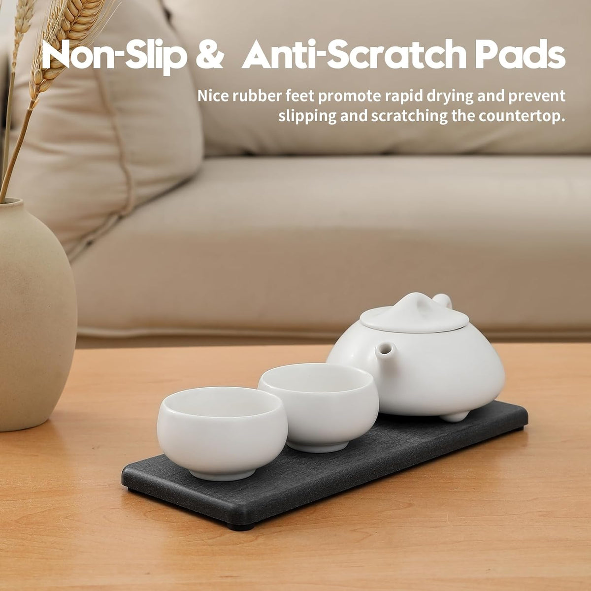 2PCS Bathroom Trays, Water Absorbing Diatomite Stone Quick Drying Mat for Kitchen Counter, Dish