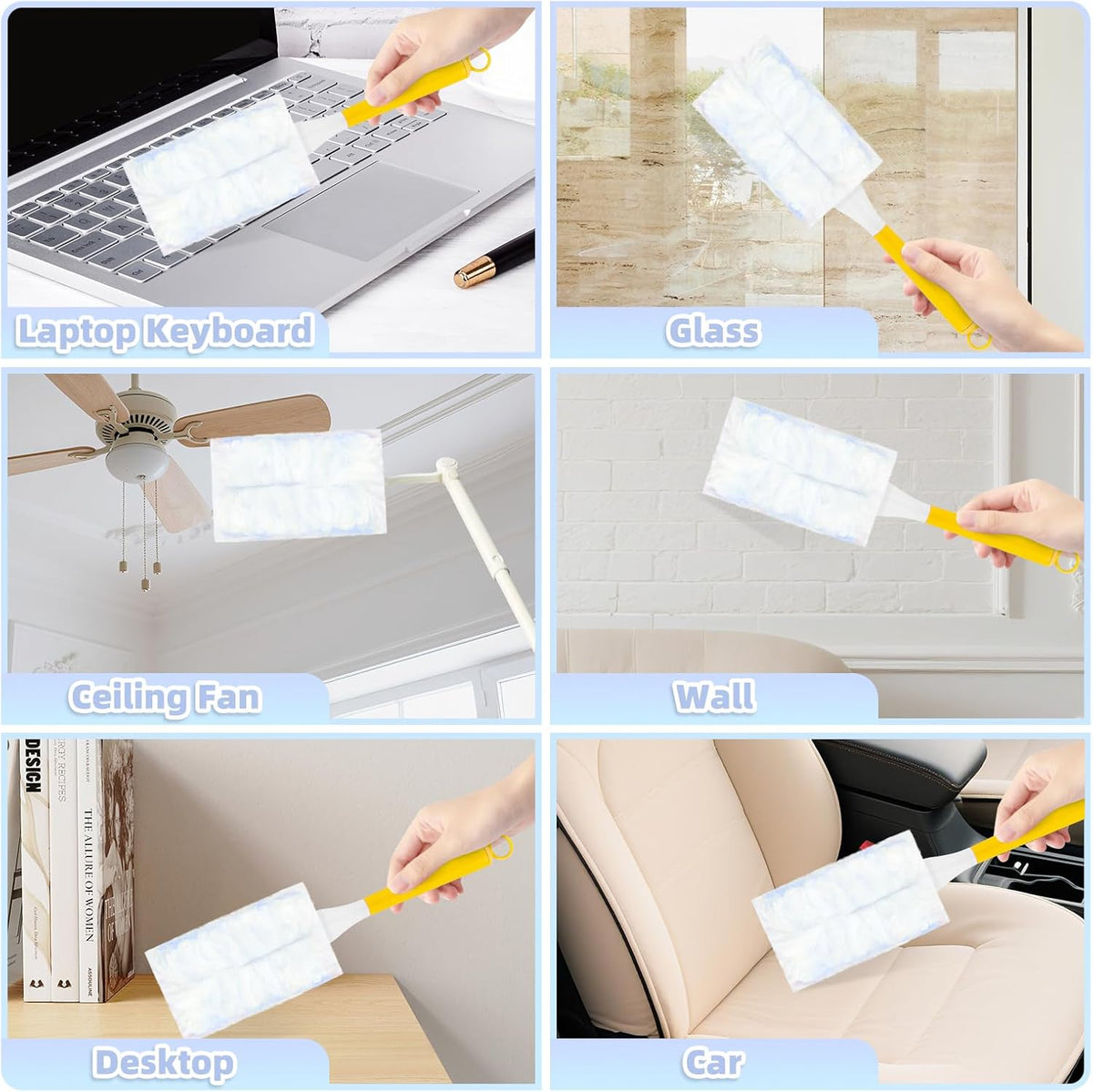 52 Count Disposable Duster Refills for Cleaning, 180° Dusters Refills Compatible with Swiffer