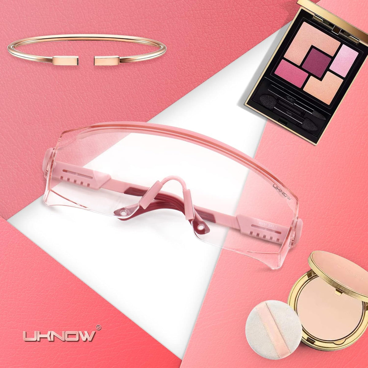 UKNOW Safety Goggles Over Glasses, Safety Glasses Anti Fog Wraparound Eye Protection, Protective