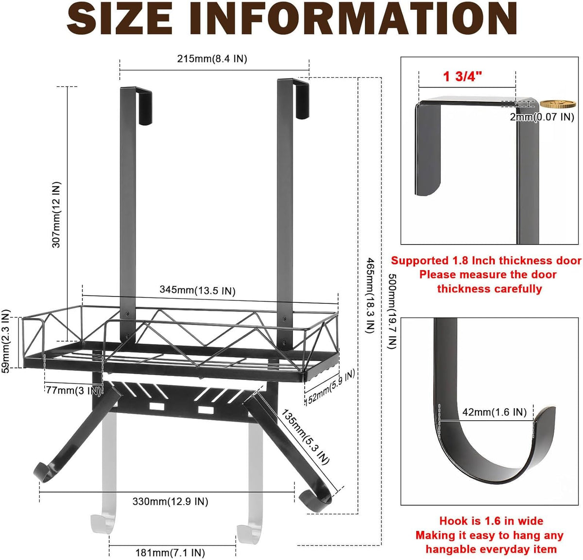 Ironing Board Hanger, Metal Over The Door or Wall Mounted Ironing Board Caddy, Ironing Board