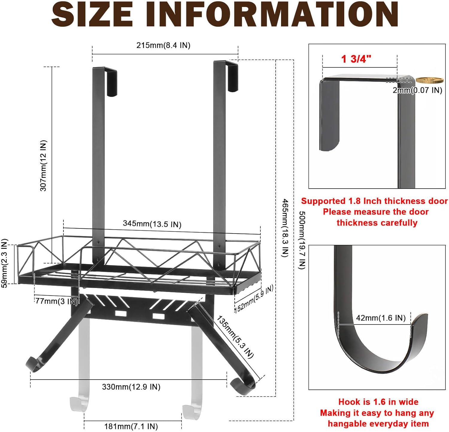 Ironing Board Hanger, Metal Over The Door or Wall Mounted Ironing Board Caddy, Ironing Board