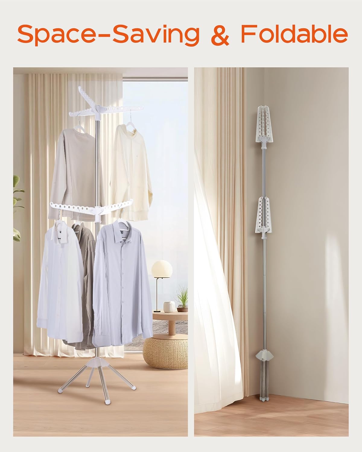 Clothes Drying Rack Foldable, 74.8 inch 2 Tier Laundry Drying Rack with Rotating Clothes Rail for