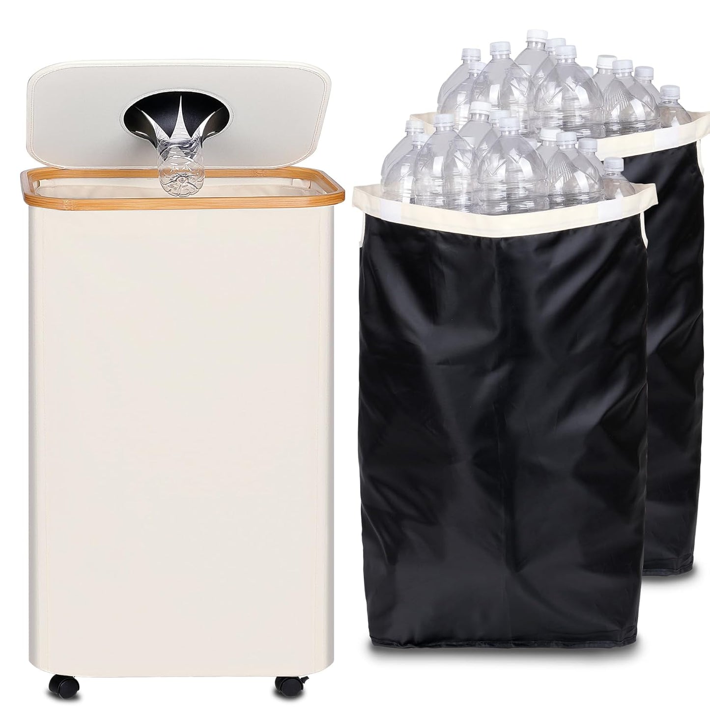 efluky Recycle Bins for Kitchen 100L (26 Gallon), Recycling Bin with Wheels and 2 Removeable and