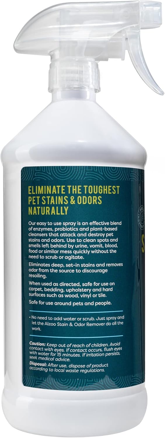 ALZOO Stain & Odor Remover, Quickly Lifts & Dissolves Pet Stains & Helps Eliminate Odors, 100%