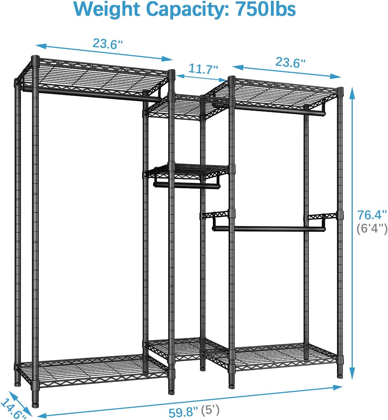 VIPEK Classic V6 Medium Wire Garment Rack Heavy Duty Clothes Rack for Hanging Clothes, Metal