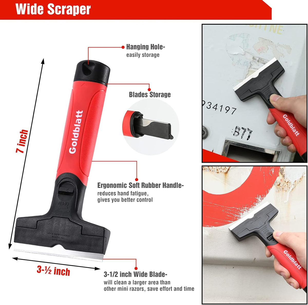 Goldblatt 2 Pieces Razor Blade Scraper with 20-piece Blades, Razor Scraper Tool, Razor Holder for