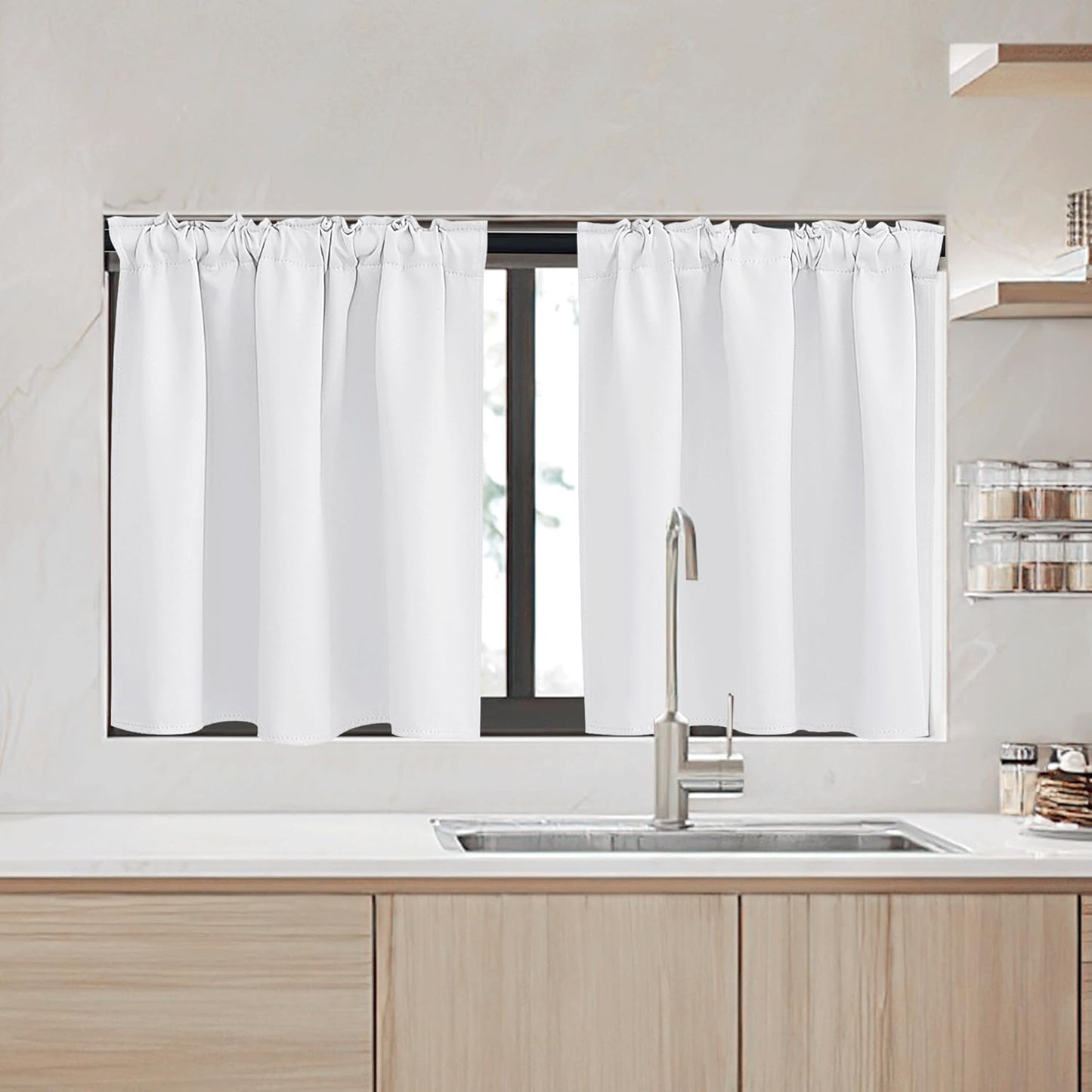 RYB HOME Small Window Curtains - Blackout Insualting Privacy Curtains for Kids Bedroom Kitchen