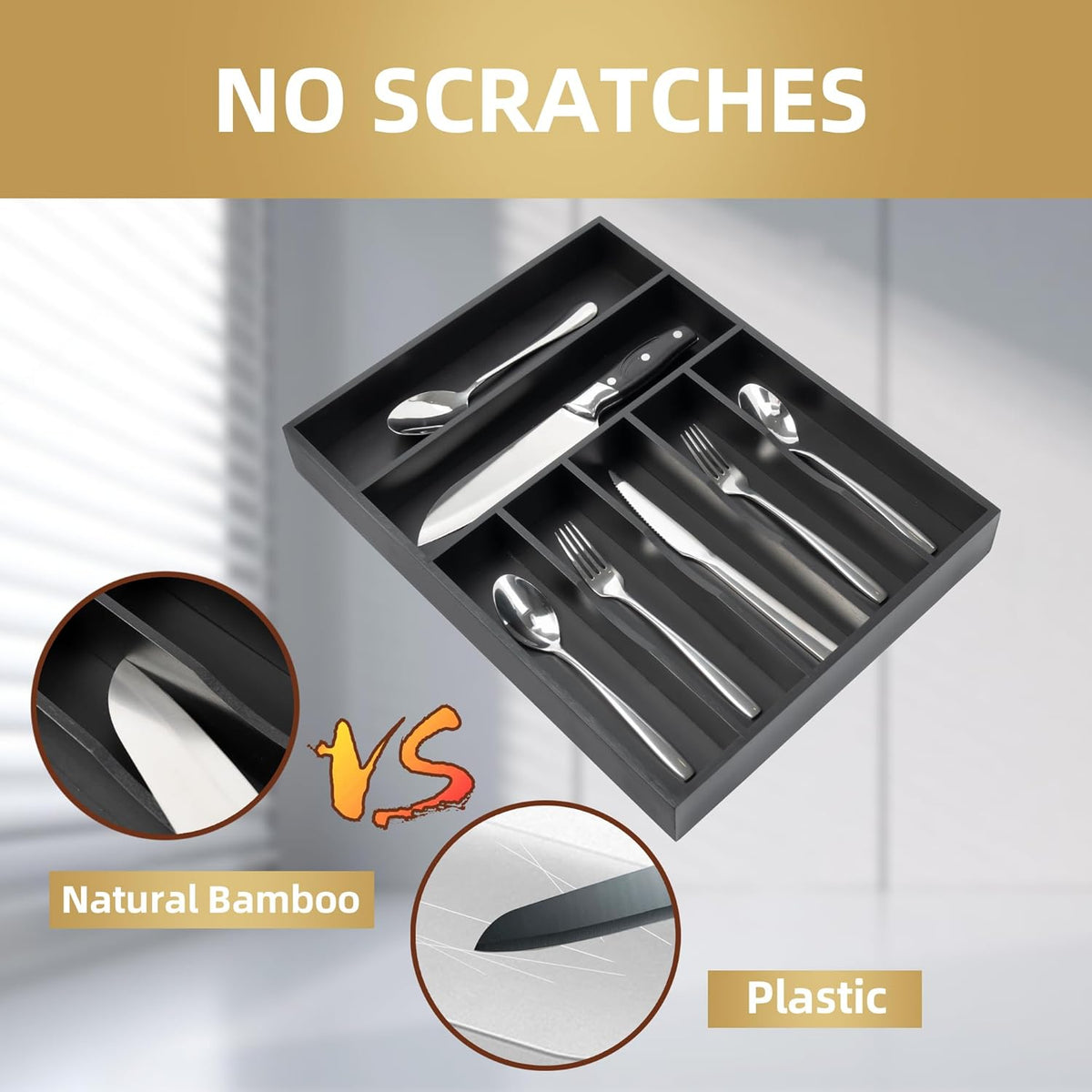 Silverware Organizer Bamboo Kitchen Drawer Organizer Utensil Organizer Silverware Holder Cutlery