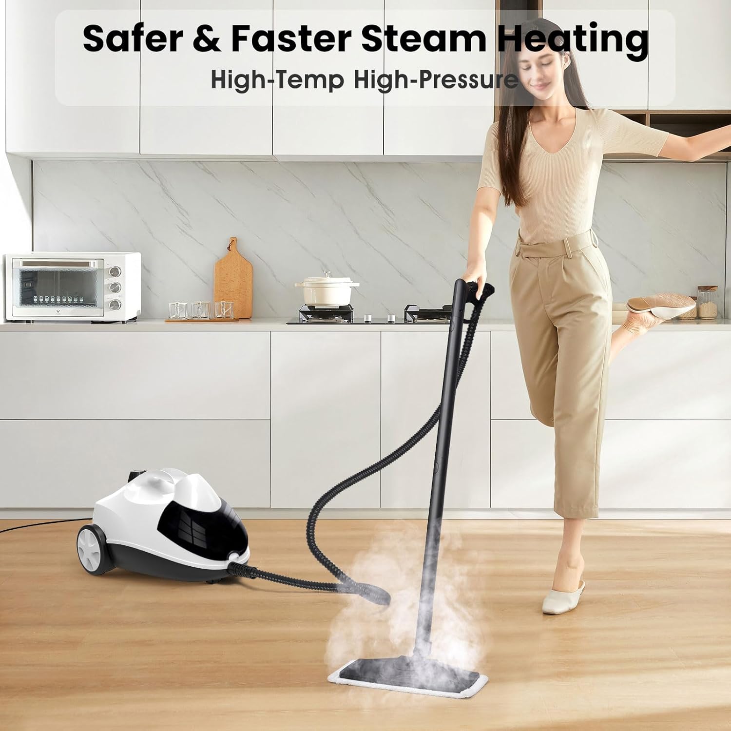 Steam Cleaner 1.5L Steamer for Cleaning Fast Heating 6-in-1 Multi-Surface with 8 Accessories UL499