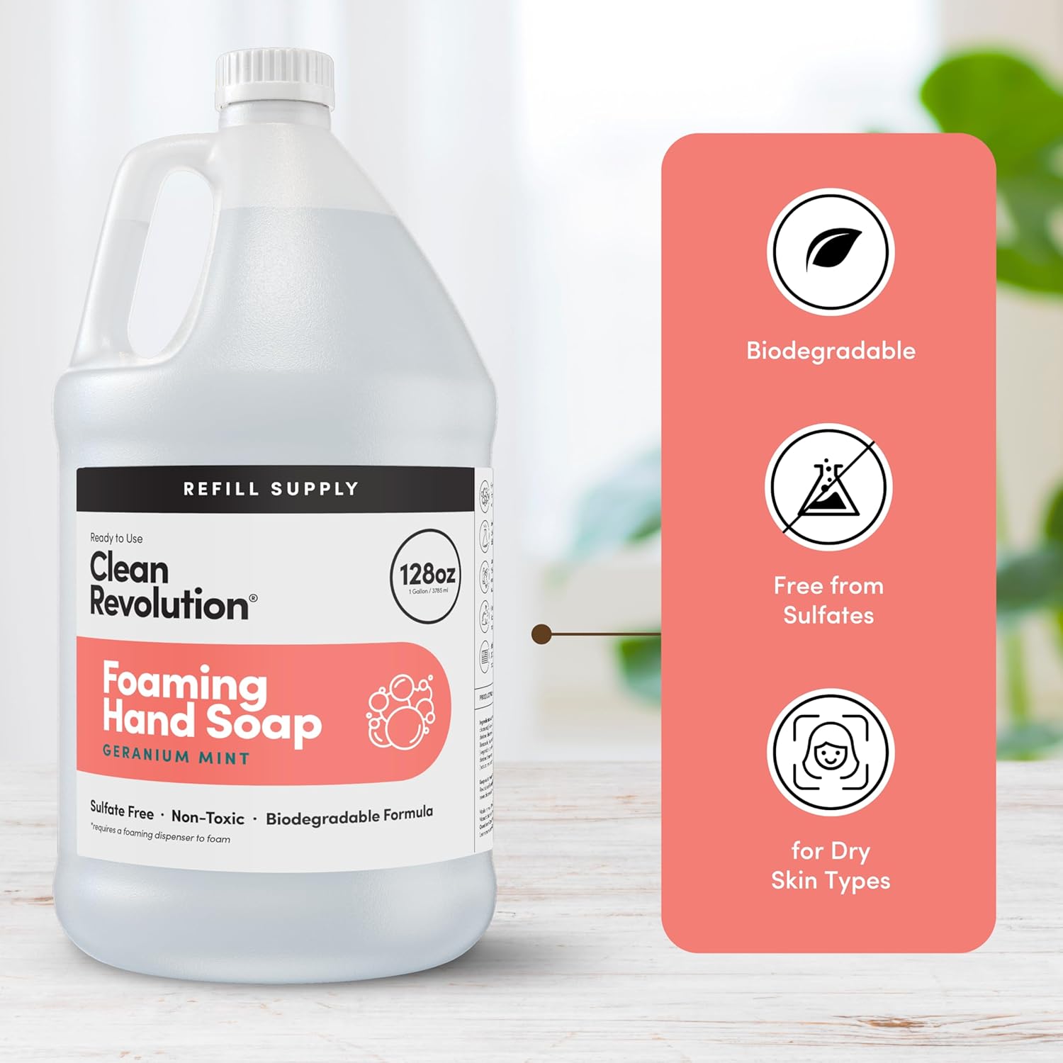 Clean Revolution Foaming Hand Soap, Gentle, Moisturizing, Ready To Use Formula, Real Essential