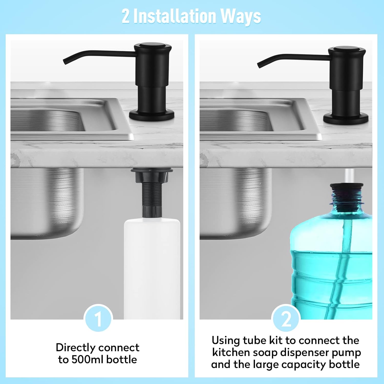 CREA Kitchen Soap Dispenser Countertop Soap Dispenserfor Kitchen Sink Black Built in Sink Soap