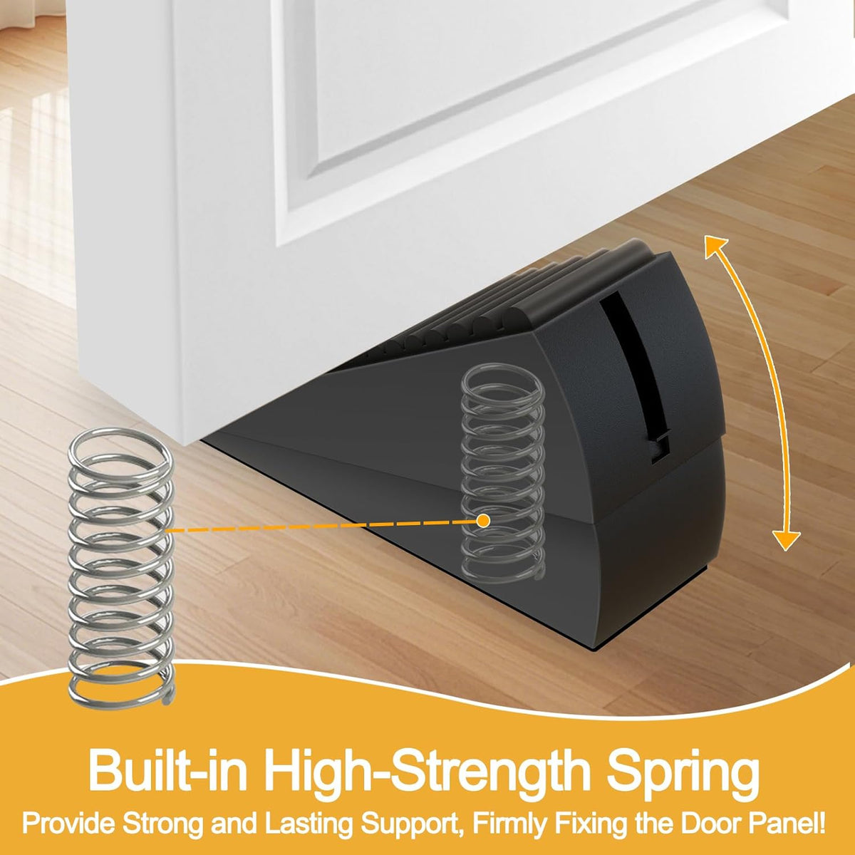4 Pack Adjustable Spring Door Stoppers Heavy Duty, 3 Inches High Tall Large Metal Door Wedge