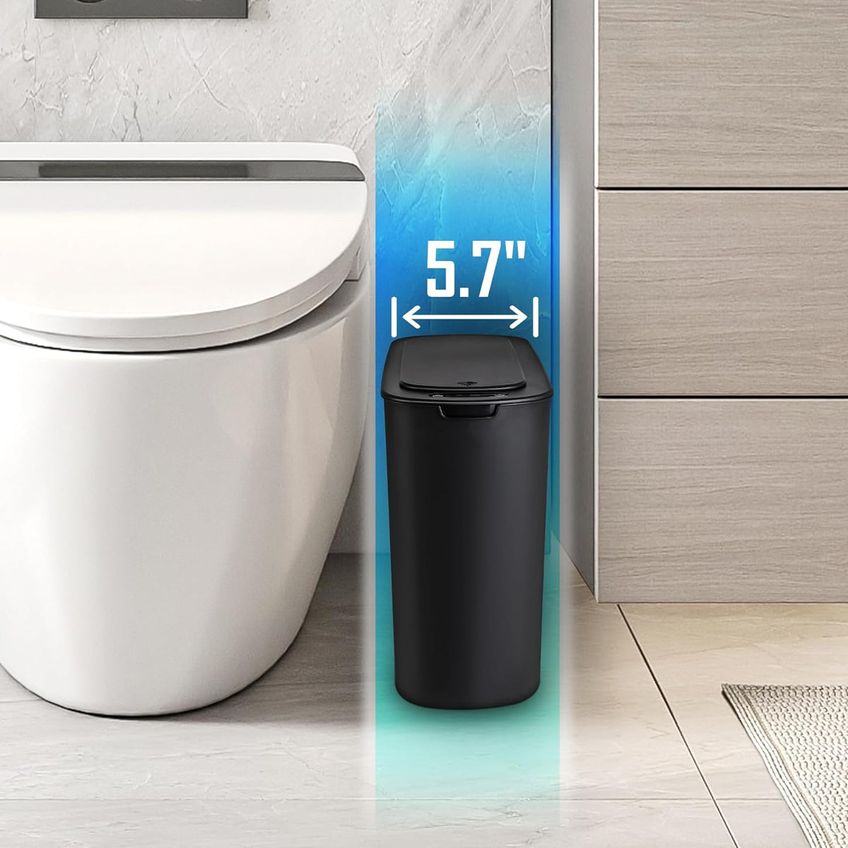 Cesun Automatic Motion Sensor Black Bathroom Trash Can with Lid, 2.6 Gallon Touchless Trash Bin