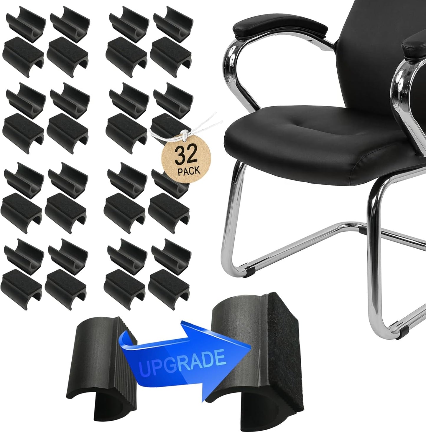 Rectangle U Shaped Chair Leg Tips Cap with Felt Pads,Furniture Feet Protector Slide Smoothly