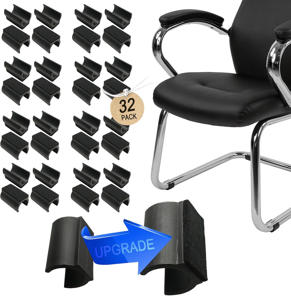 Rectangle U Shaped Chair Leg Tips Cap with Felt Pads,Furniture Feet Protector Slide Smoothly