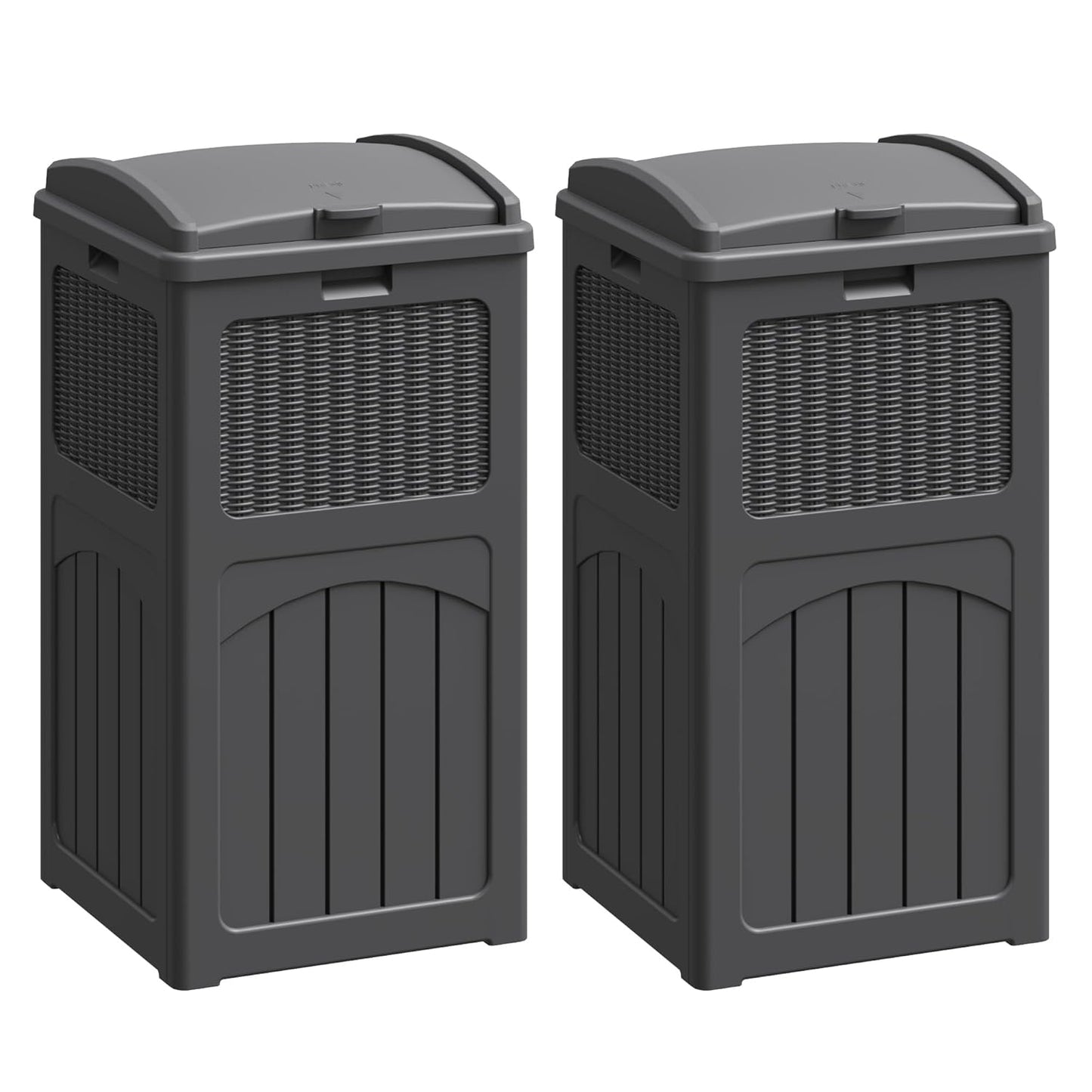 Flamaker 30 Gallon Trash Can, Resin Outdoor Garbage Can with Lid, Waterproof Hideaway Patio Waste