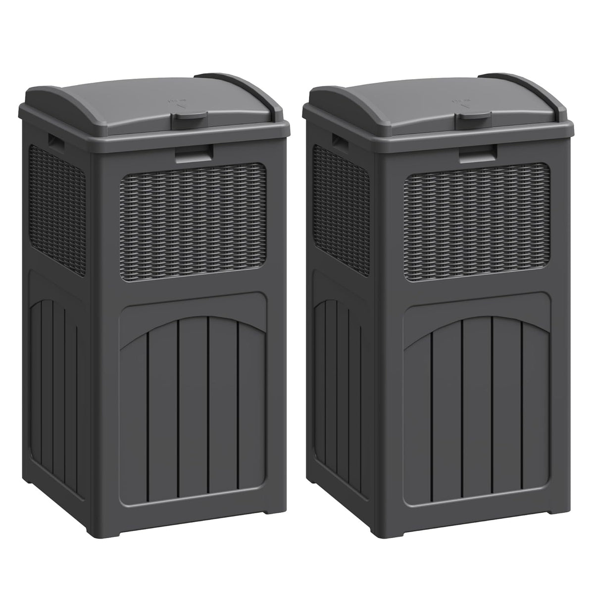 Flamaker 30 Gallon Trash Can, Resin Outdoor Garbage Can with Lid, Waterproof Hideaway Patio Waste