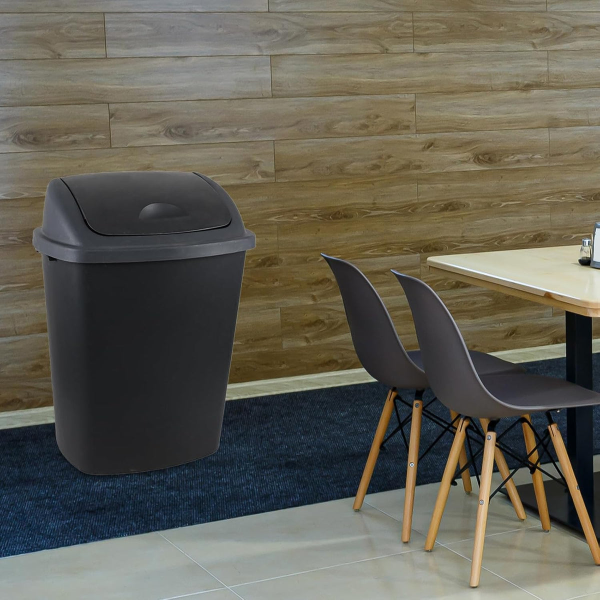 18 Gallon /70 L Swing Lid Large Garbage Bins, 4-Pack, Commercial Grade Plastic Trash Cans for