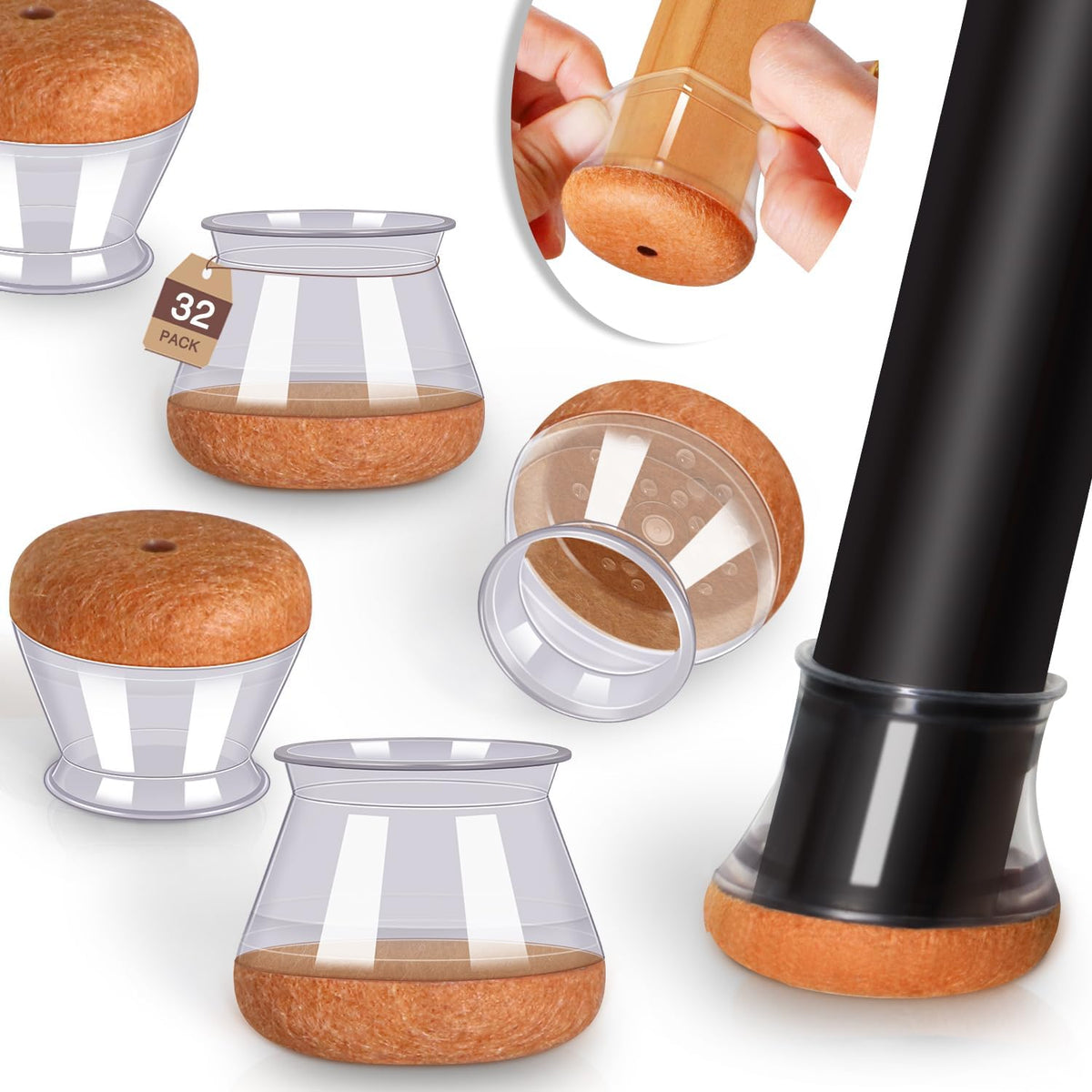 Chair Leg Floor Protectors Chair Leg Protectors for Hardwood Floors Felt Silicone Caps Strengthen