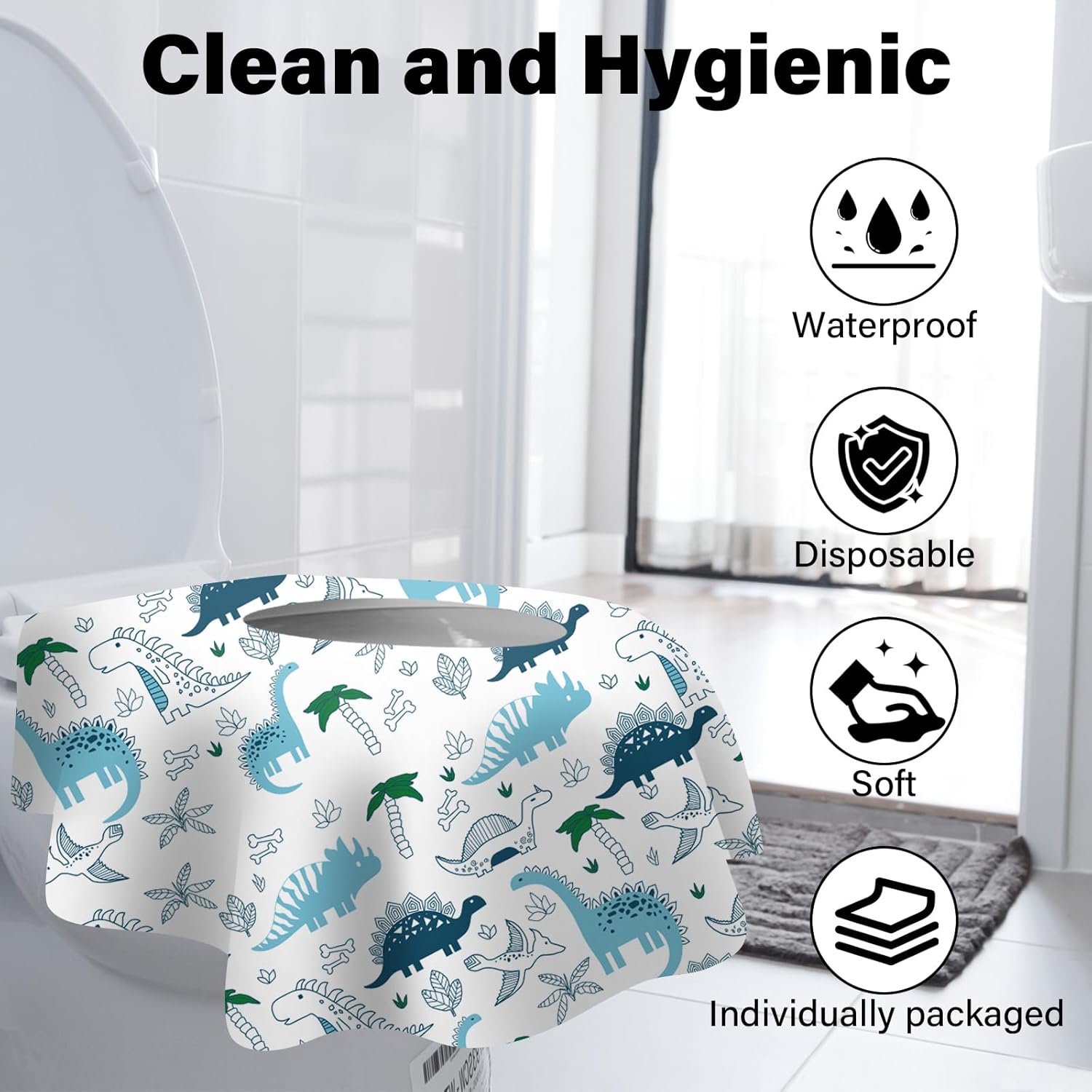 60 Pack Toilet Seat Covers Disposable, Extra Large Waterproof Toilet Cover for Toddlers & Adults